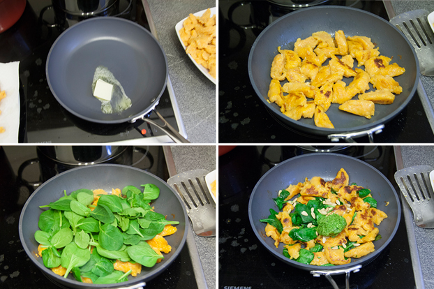 Süßkartoffelnockerl mit Spinatpesto – vanillakitchen