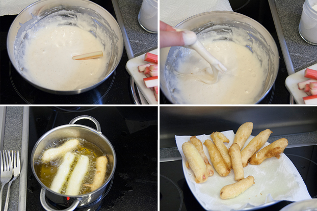 Frittierter Rhabarber mit Schokosauce – vanillakitchen